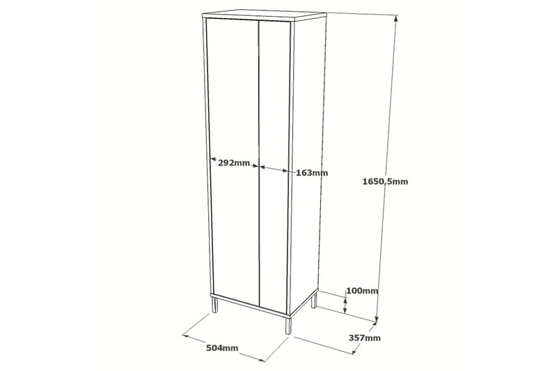 Rinorea Oppbevaringsskap 50,4x165 cm - Hvit - Hus & oppussing - Kjøkken & bad - Baderom - Baderomsmøbler & baderomsinnredning - Veggskap & høyskap