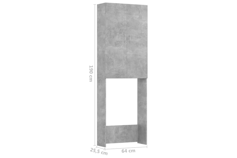 Vaskemaskinskap betonggrå 64x25,5x190 cm - Hus & oppussing - Kjøkken & bad - Baderom - Baderomsmøbler & baderomsinnredning - Veggskap & høyskap