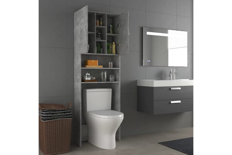 Vaskemaskinskap betonggrå 64x25,5x190 cm - Hus & oppussing - Kjøkken & bad - Baderom - Baderomsmøbler & baderomsinnredning - Veggskap & høyskap