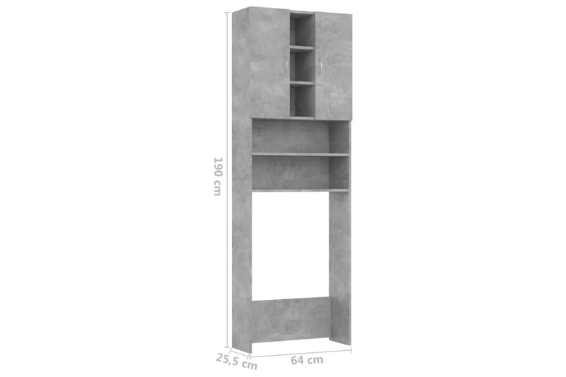 Vaskemaskinskap betonggrå 64x25,5x190 cm - Hus & oppussing - Kjøkken & bad - Baderom - Baderomsmøbler & baderomsinnredning - Veggskap & høyskap