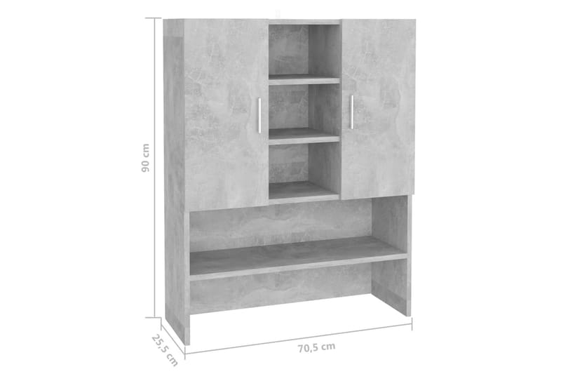 Vaskemaskinskap betonggrå 70,5x25,5x90 cm - Hus & oppussing - Kjøkken & bad - Baderom - Baderomsmøbler & baderomsinnredning - Veggskap & høyskap