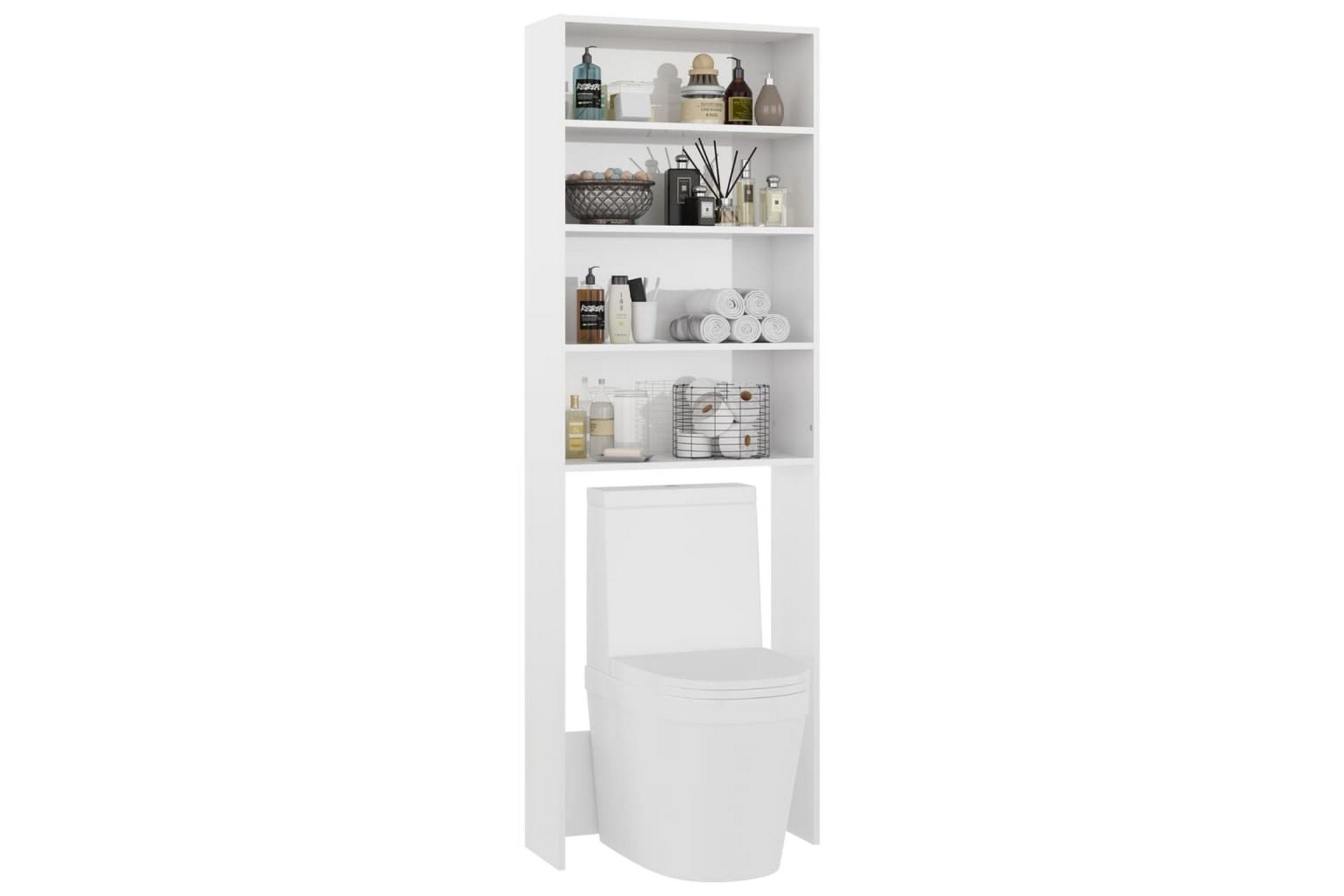 Vaskemaskinskap høyglans hvit 64x24x190 cm - Hus & oppussing - Kjøkken & bad - Baderom - Baderomsmøbler & baderomsinnredning - Veggskap & høyskap