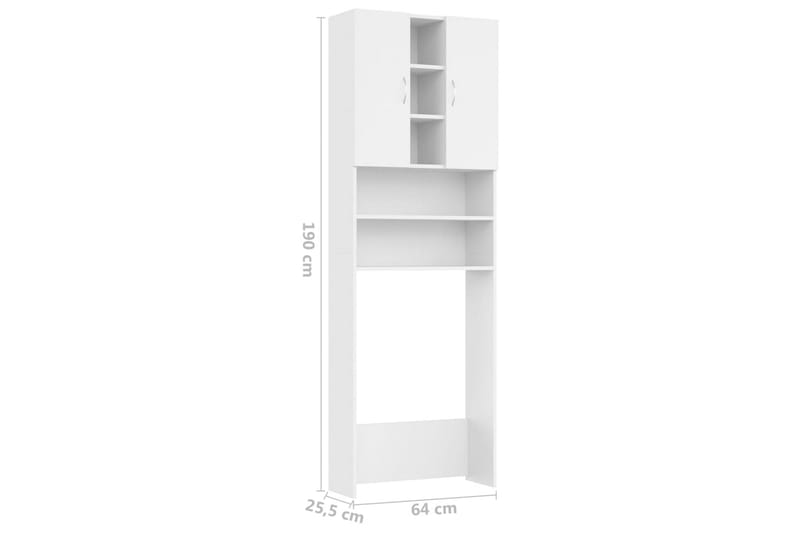 Vaskemaskinskap hvit 64x25,5x190 cm - Hus & oppussing - Kjøkken & bad - Baderom - Baderomsmøbler & baderomsinnredning - Veggskap & høyskap