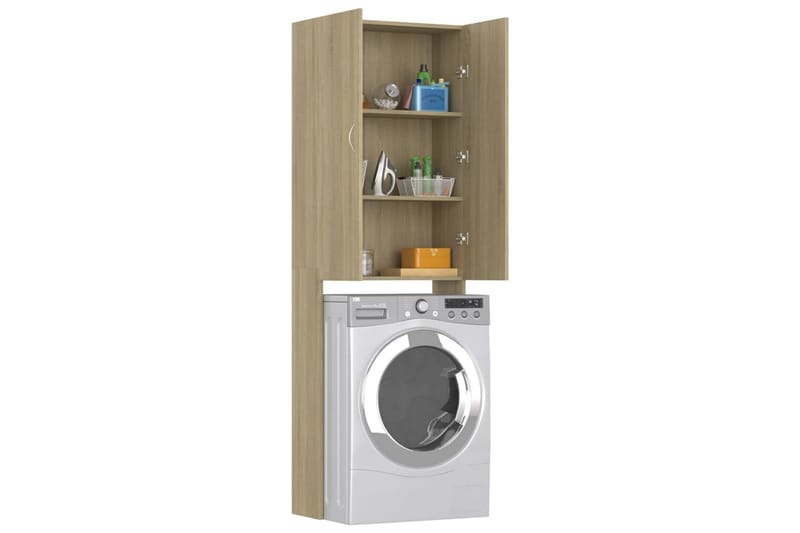 Vaskemaskinskap sonoma eik 64x25,5x190 cm - Hus & oppussing - Kjøkken & bad - Baderom - Baderomsmøbler & baderomsinnredning - Veggskap & høyskap