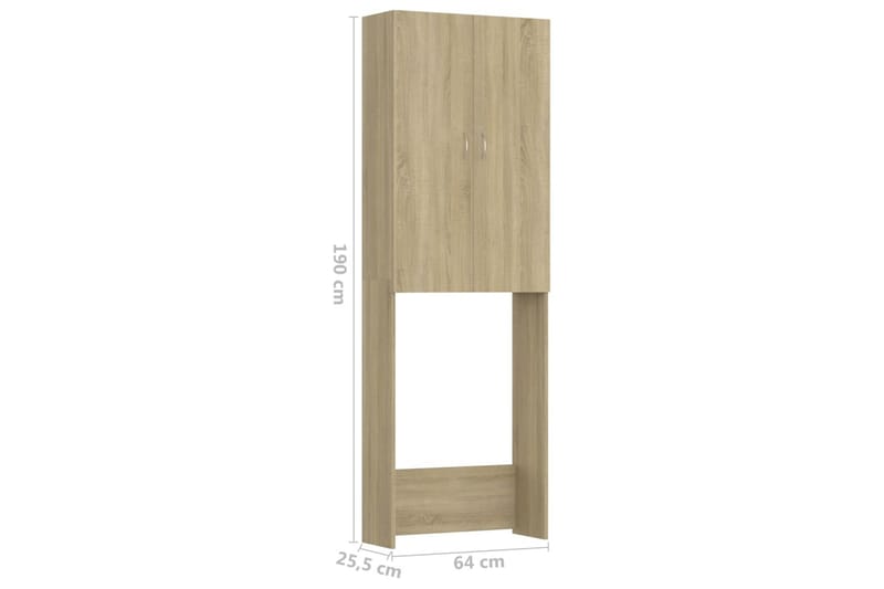 Vaskemaskinskap sonoma eik 64x25,5x190 cm - Hus & oppussing - Kjøkken & bad - Baderom - Baderomsmøbler & baderomsinnredning - Veggskap & høyskap