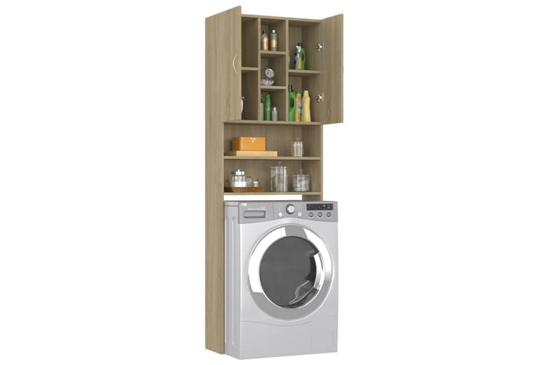 Vaskemaskinskap sonoma eik 64x25,5x190 cm - Hus & oppussing - Kjøkken & bad - Baderom - Baderomsmøbler & baderomsinnredning - Veggskap & høyskap