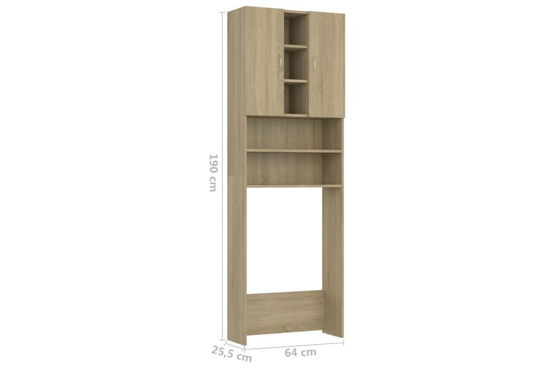 Vaskemaskinskap sonoma eik 64x25,5x190 cm - Hus & oppussing - Kjøkken & bad - Baderom - Baderomsmøbler & baderomsinnredning - Veggskap & høyskap