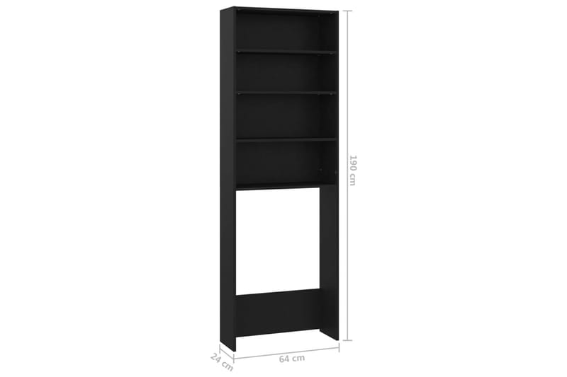 Vaskemaskinskap svart 64x24x190 cm - Hus & oppussing - Kjøkken & bad - Baderom - Baderomsmøbler & baderomsinnredning - Veggskap & høyskap