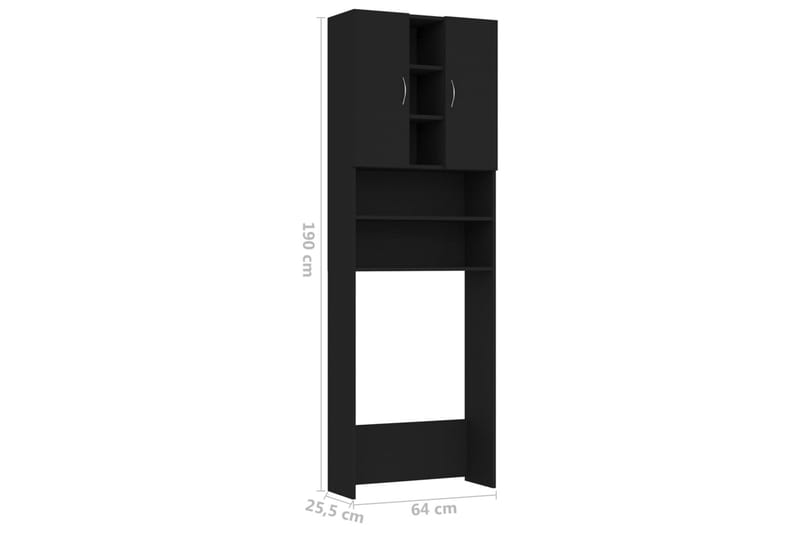 Vaskemaskinskap svart 64x25,5x190 cm - Hus & oppussing - Kjøkken & bad - Baderom - Baderomsmøbler & baderomsinnredning - Veggskap & høyskap