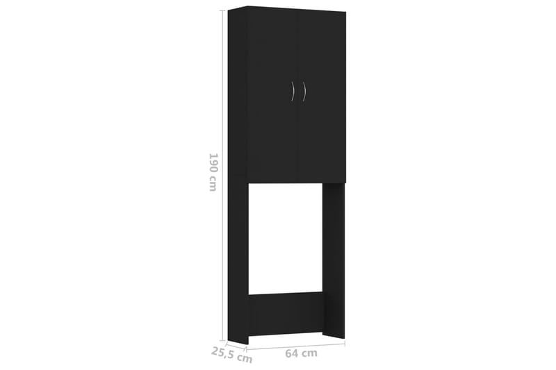 Vaskemaskinskap svart 64x25,5x190 cm - Hus & oppussing - Kjøkken & bad - Baderom - Baderomsmøbler & baderomsinnredning - Veggskap & høyskap