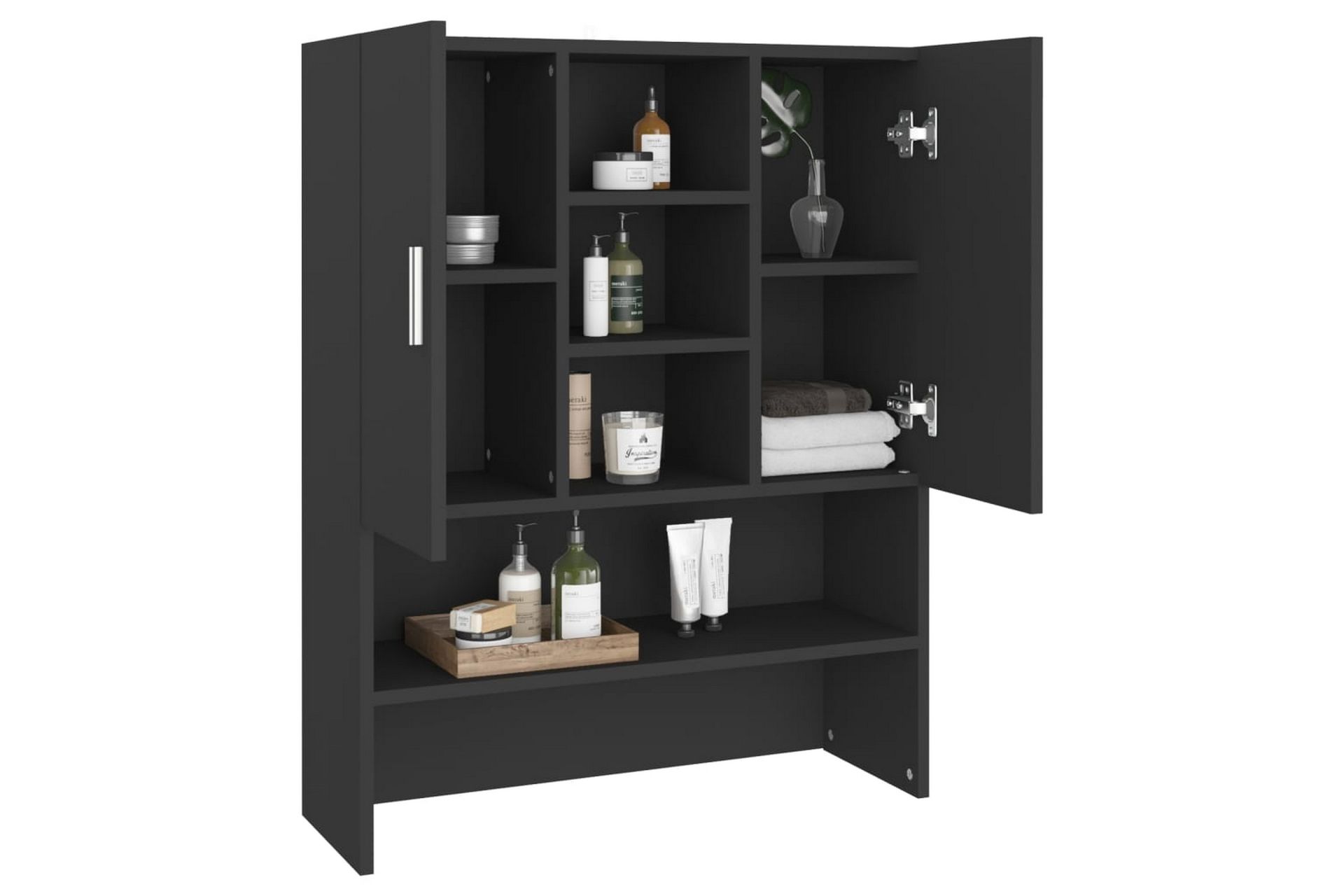Vaskemaskinskap svart 70,5x25,5x90 cm - Hus & oppussing - Kjøkken & bad - Baderom - Baderomsmøbler & baderomsinnredning - Veggskap & høyskap