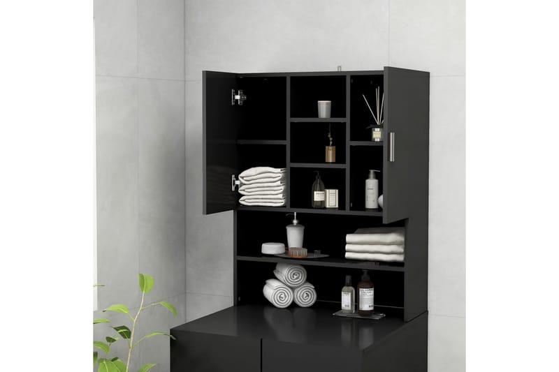 Vaskemaskinskap svart 70,5x25,5x90 cm - Hus & oppussing - Kjøkken & bad - Baderom - Baderomsmøbler & baderomsinnredning - Veggskap & høyskap