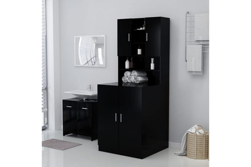 Vaskemaskinskap svart 71x71,5x91,5 cm - Hus & oppussing - Kjøkken & bad - Baderom - Baderomsmøbler & baderomsinnredning - Veggskap & høyskap