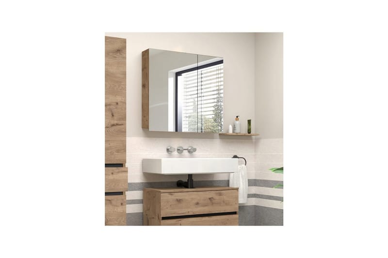 Veggskap med speil Loft24 Wisla veggskap med speil 80x70 cm - Hus & oppussing - Kjøkken & bad - Baderom - Baderomsmøbler & baderomsinnredning - Speilskap