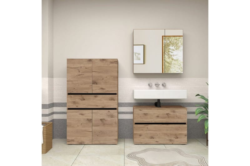 Wisla Høyskap til Bad 130x76x35 cm - Natur - Hus & oppussing - Kjøkken & bad - Baderom - Baderomsmøbler & baderomsinnredning - Baderomsskap