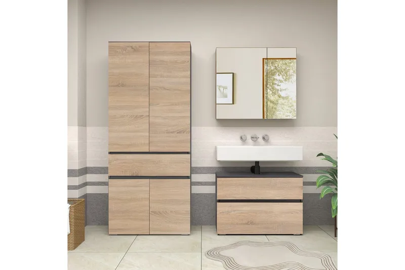 Wisla Høyskap til Bad 180x76x37 cm - Natur - Hus & oppussing - Kjøkken & bad - Baderom - Baderomsmøbler & baderomsinnredning - Baderomsskap