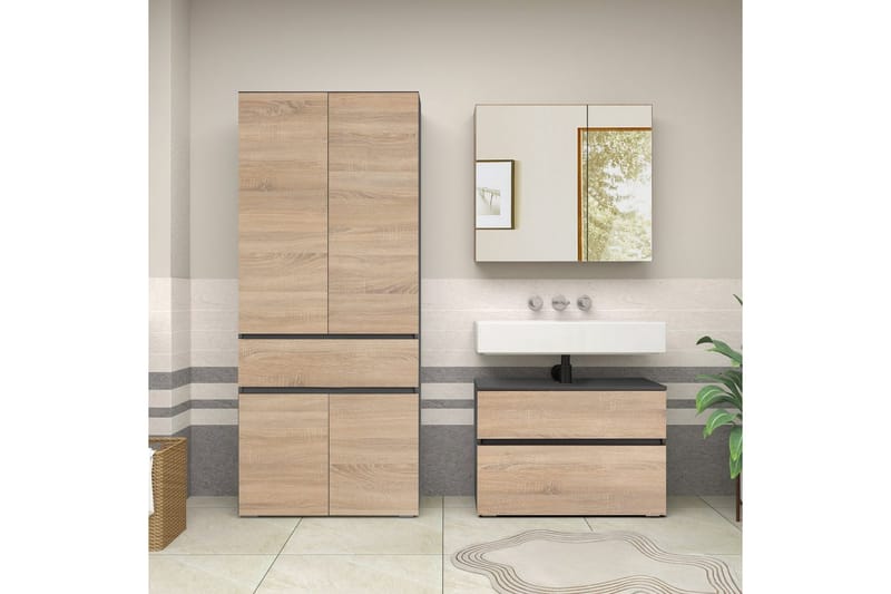Wisla Høyskap til Bad 180x76x37 cm - Natur - Hus & oppussing - Kjøkken & bad - Baderom - Baderomsmøbler & baderomsinnredning - Baderomsskap