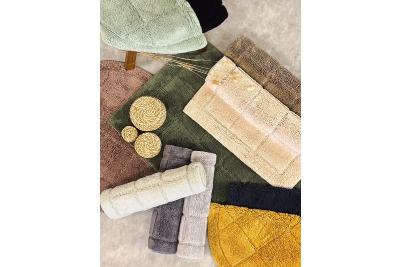 Baderomsmatte Kvadrat - 80x80 cm, Mørk Lin - Hus & oppussing - Kjøkken & bad - Baderom - Baderomstilbehør
