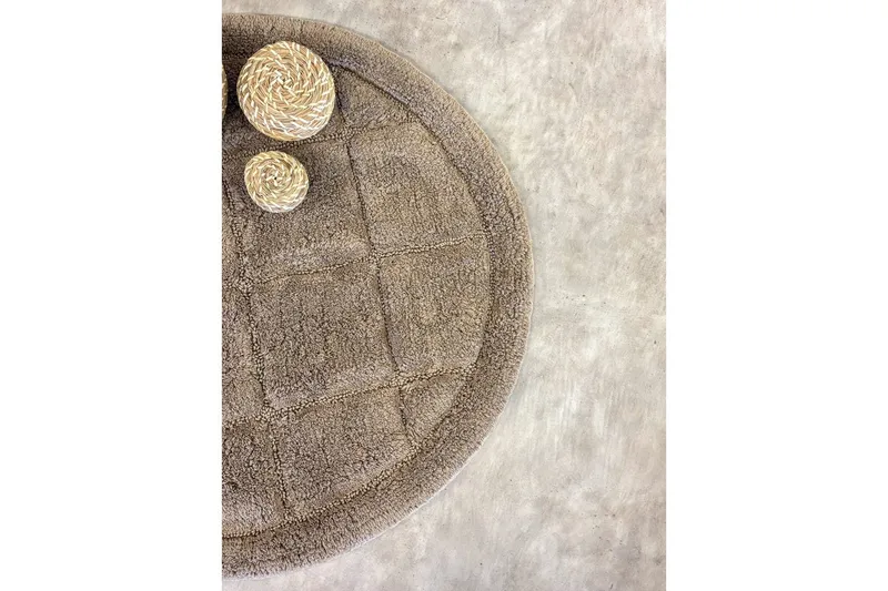 Baderomsmatte Kvadrat - 80x80 cm, Mørk Lin - Tekstiler - Tepper & Matter - Baderomsmatte