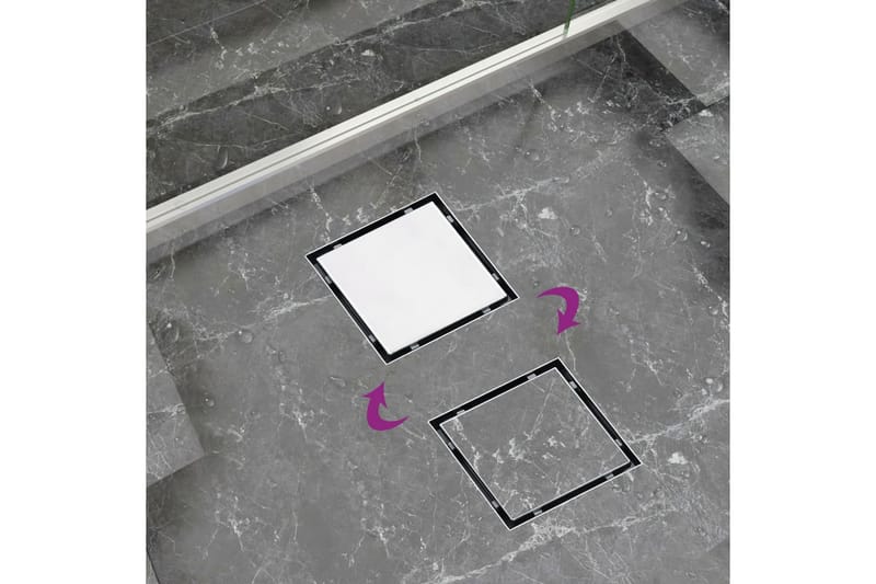 Dusjavløp 2-i-1 flatt & sluk for flis 25x25cm rustfritt stål - Hus & oppussing - Bygg - Vann & avløp - Innendørs avløp