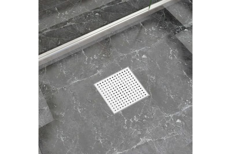 Dusjavløp 20x20 cm rustfritt stål - Hus & oppussing - Bygg - Vann & avløp - Innendørs avløp