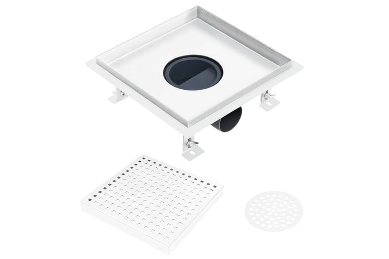 Dusjavløp 20x20 cm rustfritt stål - Hus & oppussing - Bygg - Vann & avløp - Innendørs avløp