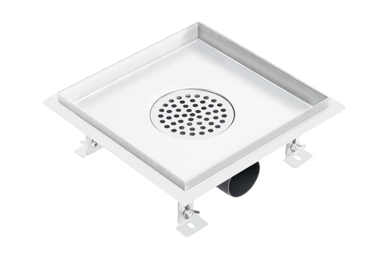 Dusjavløp 20x20 cm rustfritt stål - Hus & oppussing - Bygg - Vann & avløp - Innendørs avløp