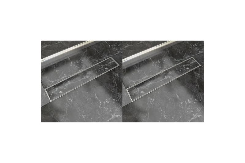 Linert dusjavløp 2 stk 630x140 mm rustfritt stål - Avløp & sluk - Innendørs avløp