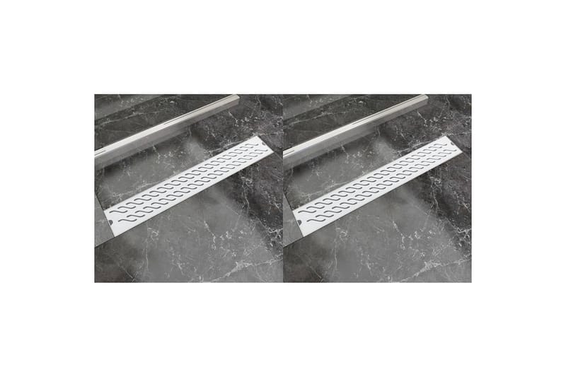 Linert dusjavløp 2 stk bølge 730x140 mm rustfritt stål - Avløp & sluk - Innendørs avløp
