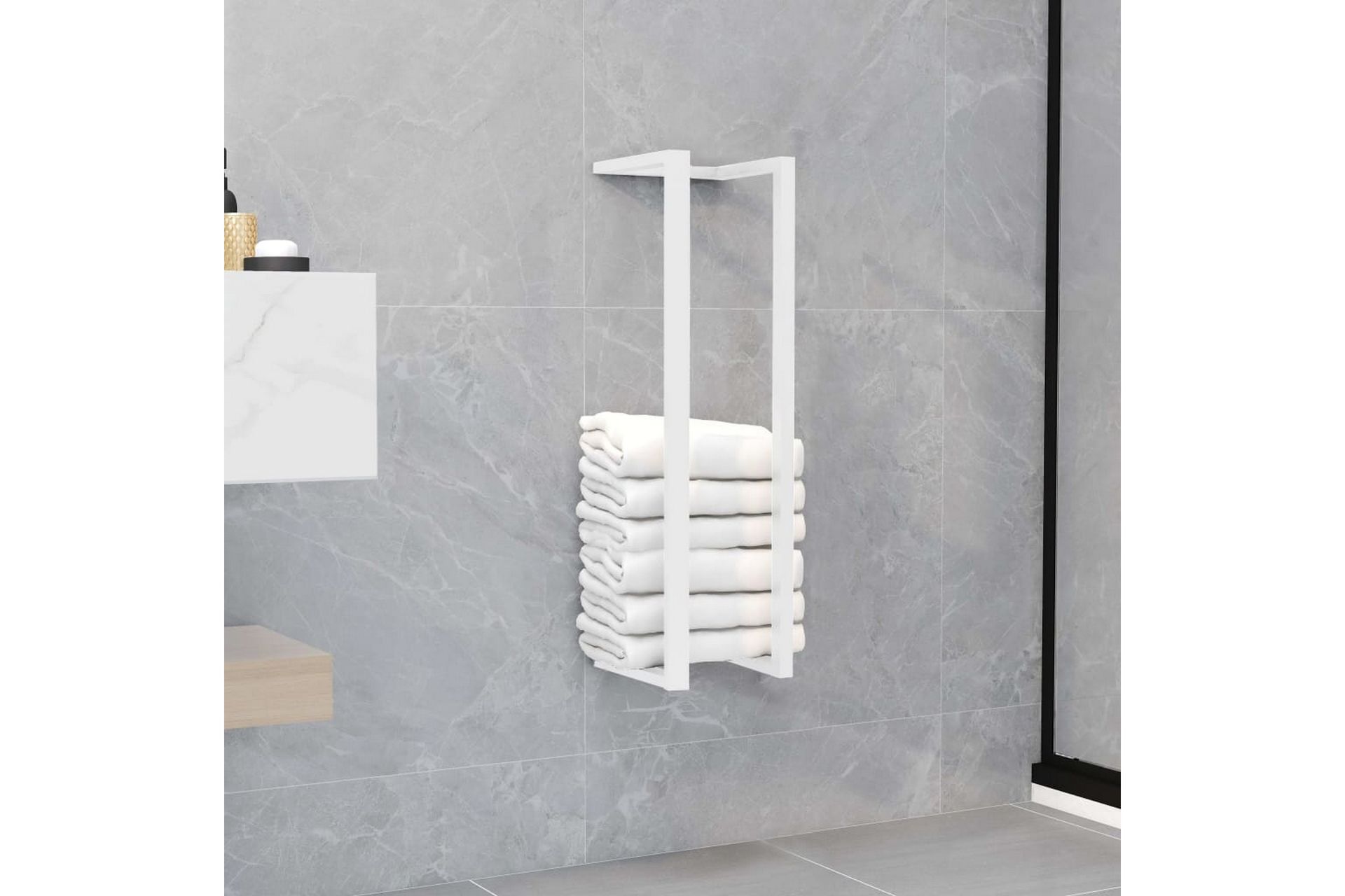 Håndklestativ 12,5x12,5x60 cm stål hvit - Hvit - Hus & oppussing - Kjøkken & bad - Baderom - Baderomstilbehør