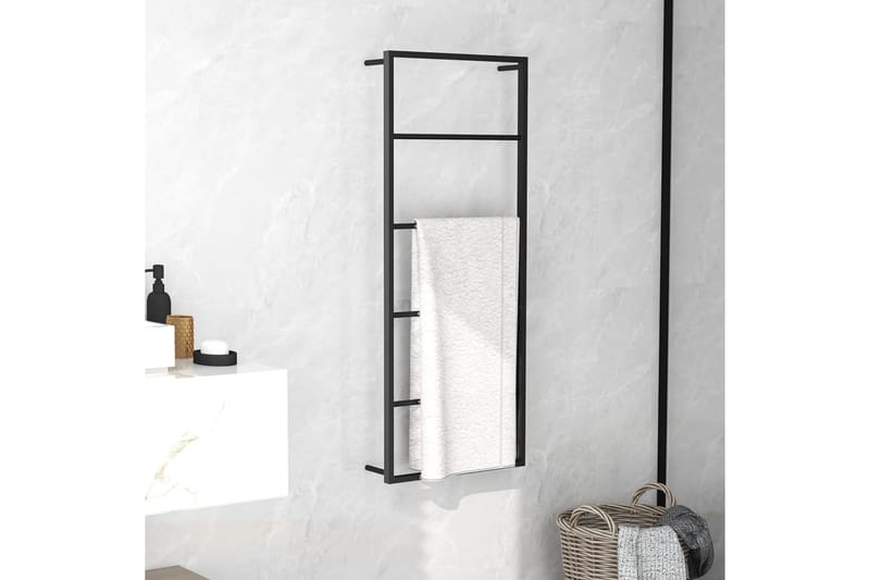 Håndklestativ 45x10x115 cm stål svart - Svart - Hus & oppussing - Kjøkken & bad - Baderom - Baderomstilbehør