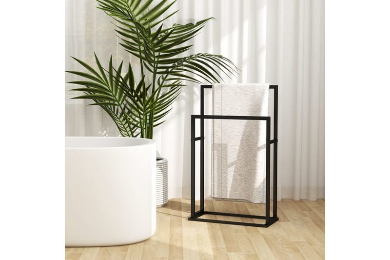 Håndklestativ 48x24x78,5 cm stål svart - Svart - Hus & oppussing - Kjøkken & bad - Baderom - Baderomstilbehør