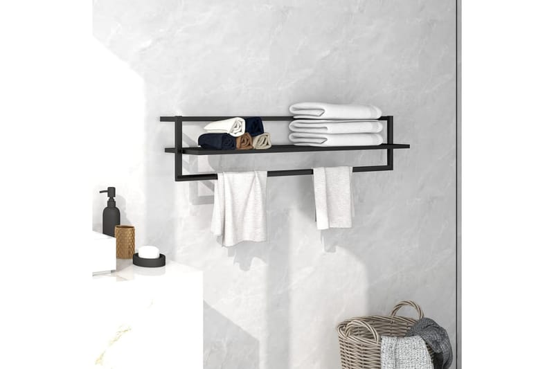 Håndklestativ 95x25x22 cm stål svart - Svart - Hus & oppussing - Kjøkken & bad - Baderom - Baderomstilbehør
