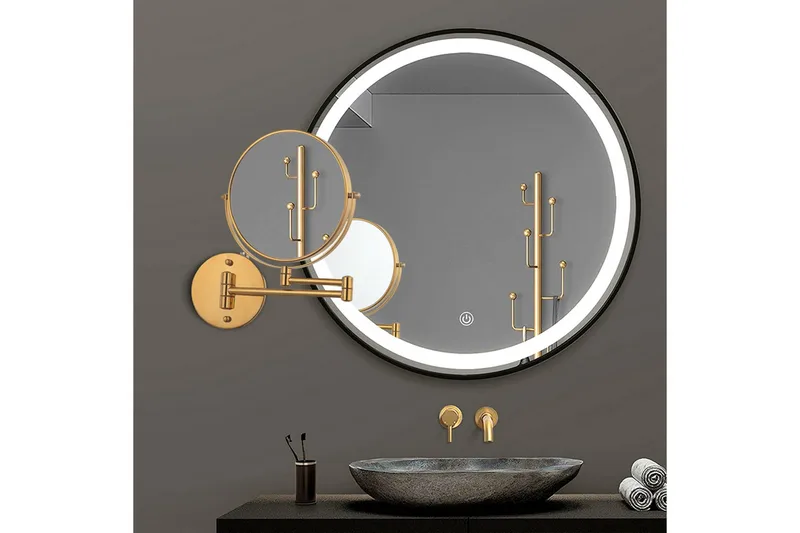 Jessie Sminkespeil med arm med forstørring x cm Gull - Lyfco - Innredning - Speil - Sminkespeil