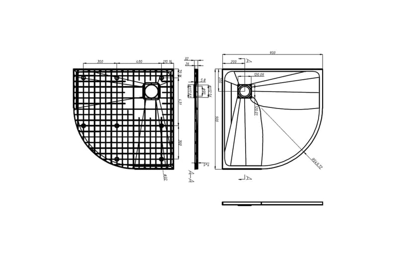 Dusjbase SMC svart 90x90 cm - Svart - Dusjkar - Øvrig