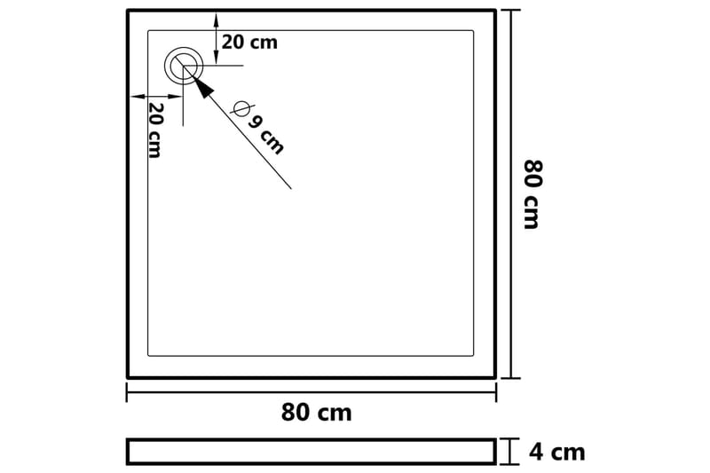 Dusjbrett med prikker hvit 80x80x4 cm ABS - Hvit - Dusjkar - Øvrig