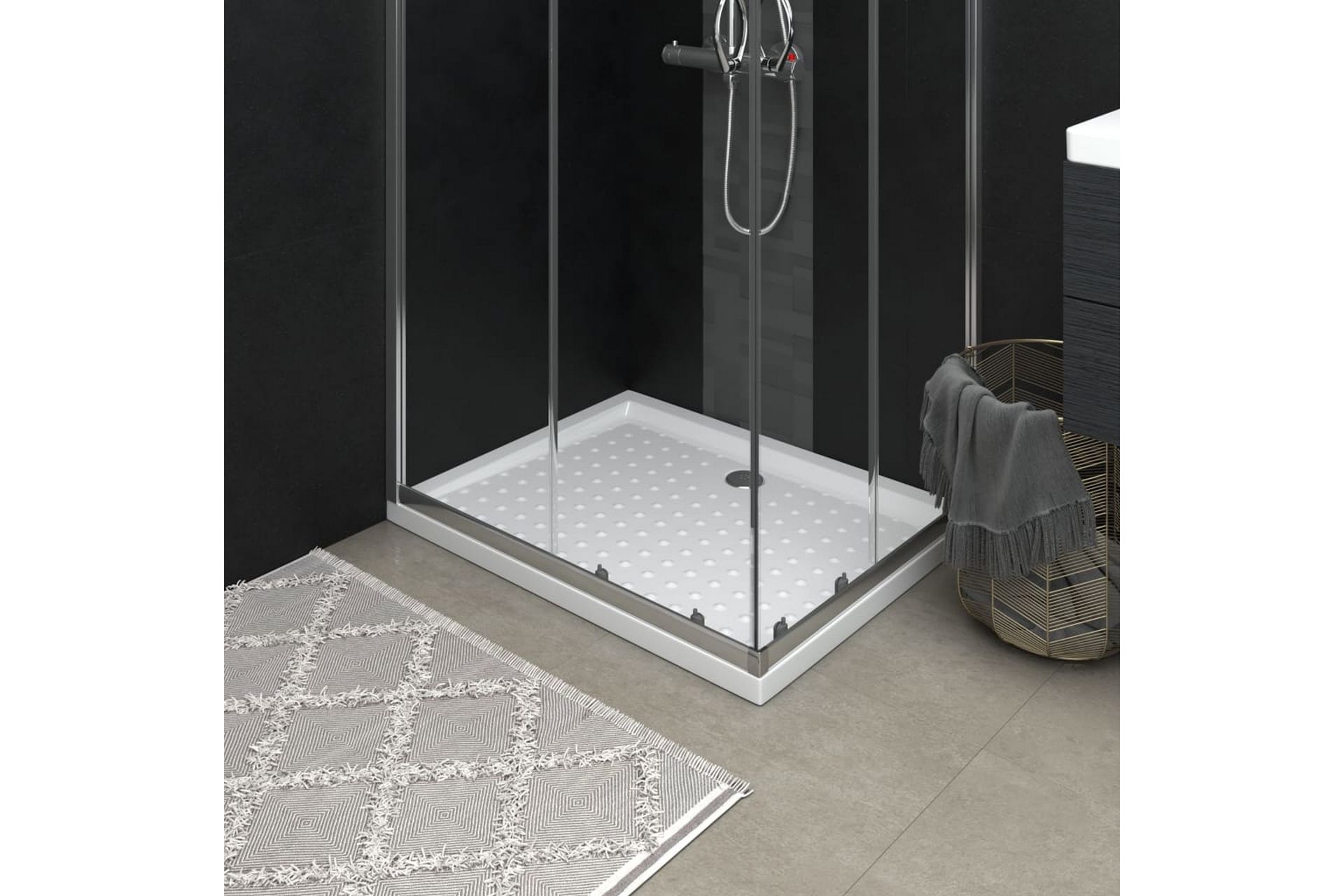 Dusjbrett med prikker hvit 90x70x4 cm ABS - Hvit - Hus & oppussing - Kjøkken & bad - Baderom - Dusjutstyr & tilbehør