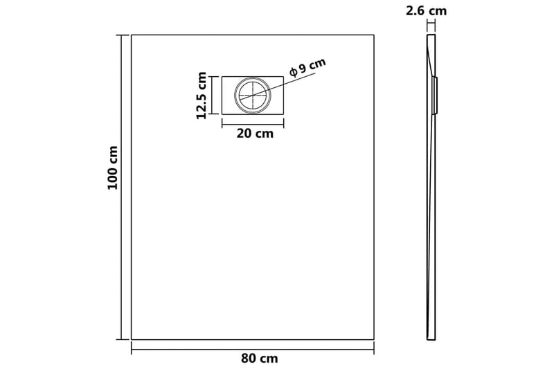 Dusjbrett SMC grå 100x80 cm - Grå - Hus & oppussing - Kjøkken & bad - Baderom - Dusjutstyr & tilbehør