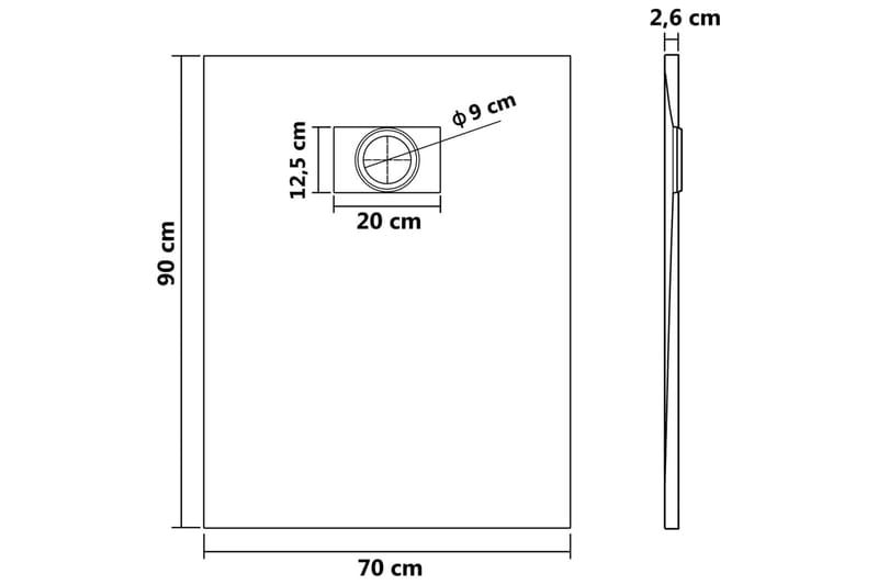 Dusjbrett SMC grå 90x70 cm - Grå - Hus & oppussing - Kjøkken & bad - Baderom - Dusjutstyr & tilbehør