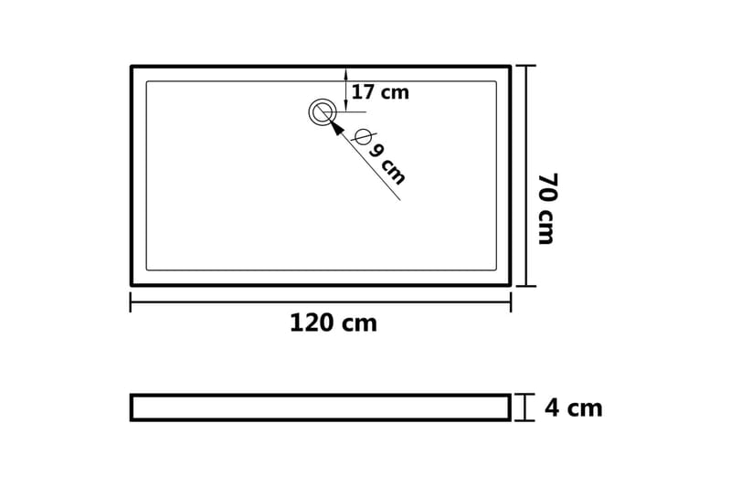 Rektangulært dusjbrett ABS hvit 70x120 cm - Hvit - Dusjkar - Øvrig