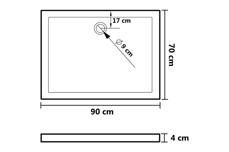 Rektangulært dusjbrett ABS svart 70x90 cm - Svart - Hus & oppussing - Kjøkken & bad - Baderom - Dusjutstyr & tilbehør