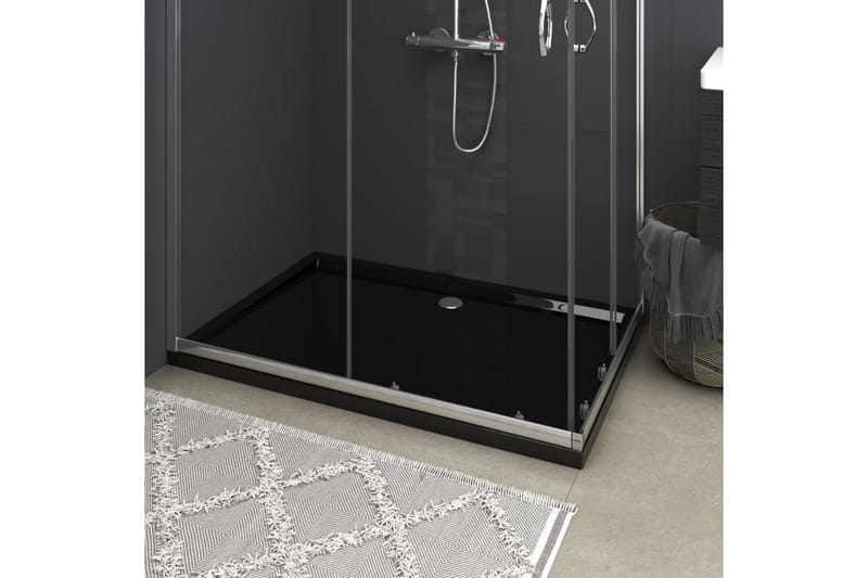Rektangulært dusjbrett ABS svart 80x120 cm - Svart - Hus & oppussing - Kjøkken & bad - Baderom - Dusjutstyr & tilbehør