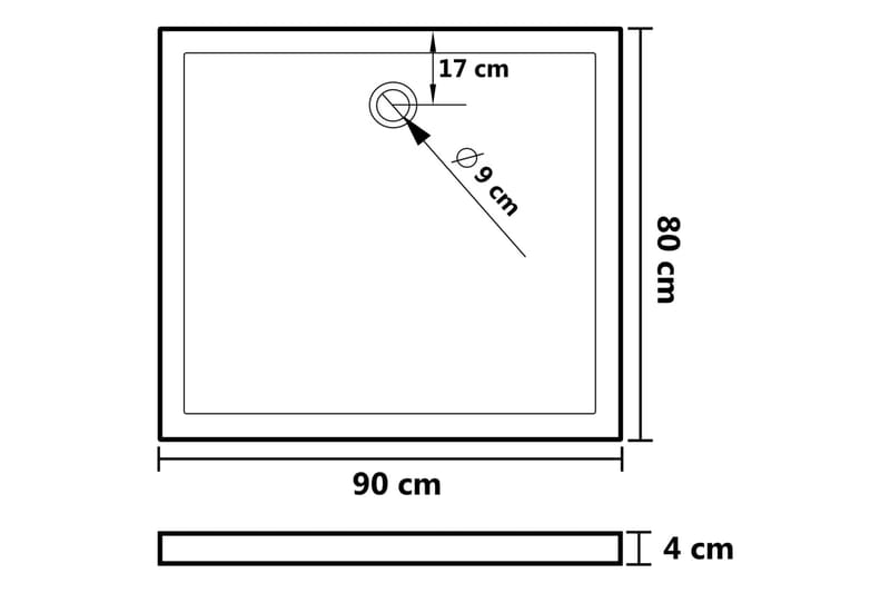 Rektangulært dusjbrett ABS svart 80x90 cm - Svart - Dusjkar - Øvrig