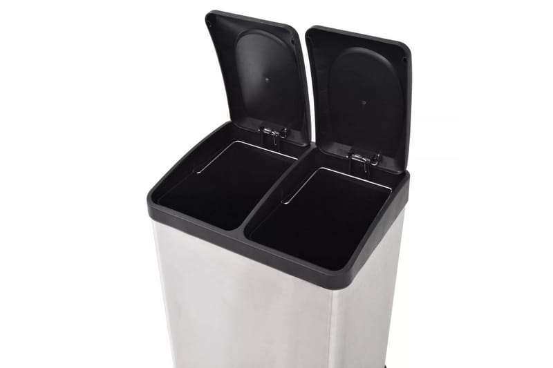 Pedalbøtte for resirkulering rustfritt stål 2x18 L - Hus & oppussing - Kjøkken & bad - Baderom - Baderomstilbehør