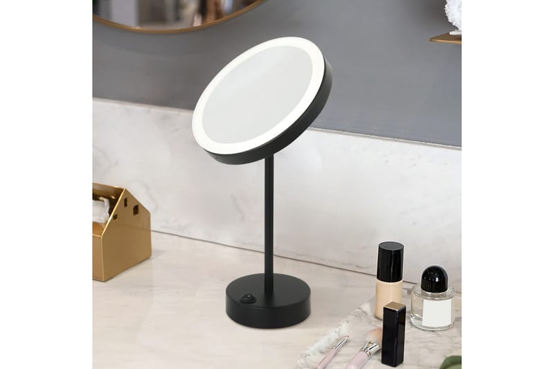 Poppy Sminkespeil med LED-belysning x cm Svart, Lyfco