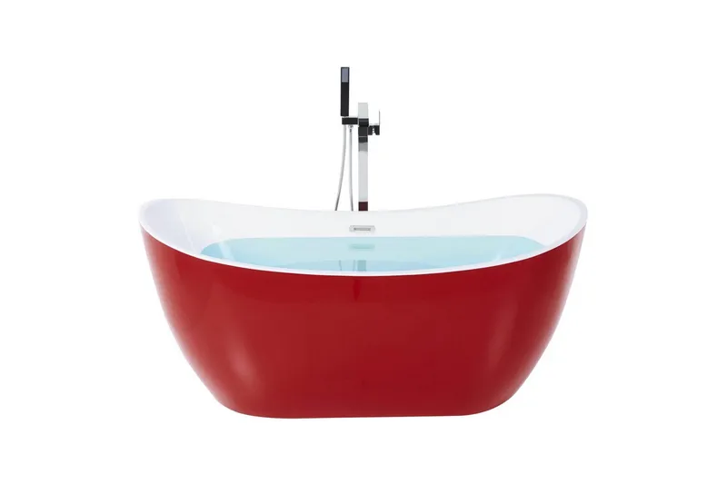 Badkar Beliani Antigua Röd/vit/silver, 75x150x72 cm Red||White||Silver