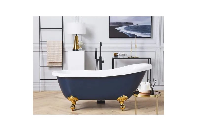 Badkar Beliani Cayman Blå/vit/guld, 76x170x76 cm blue||White||GOLD - Hus & oppussing - Kjøkken & bad - Baderom - Badekar