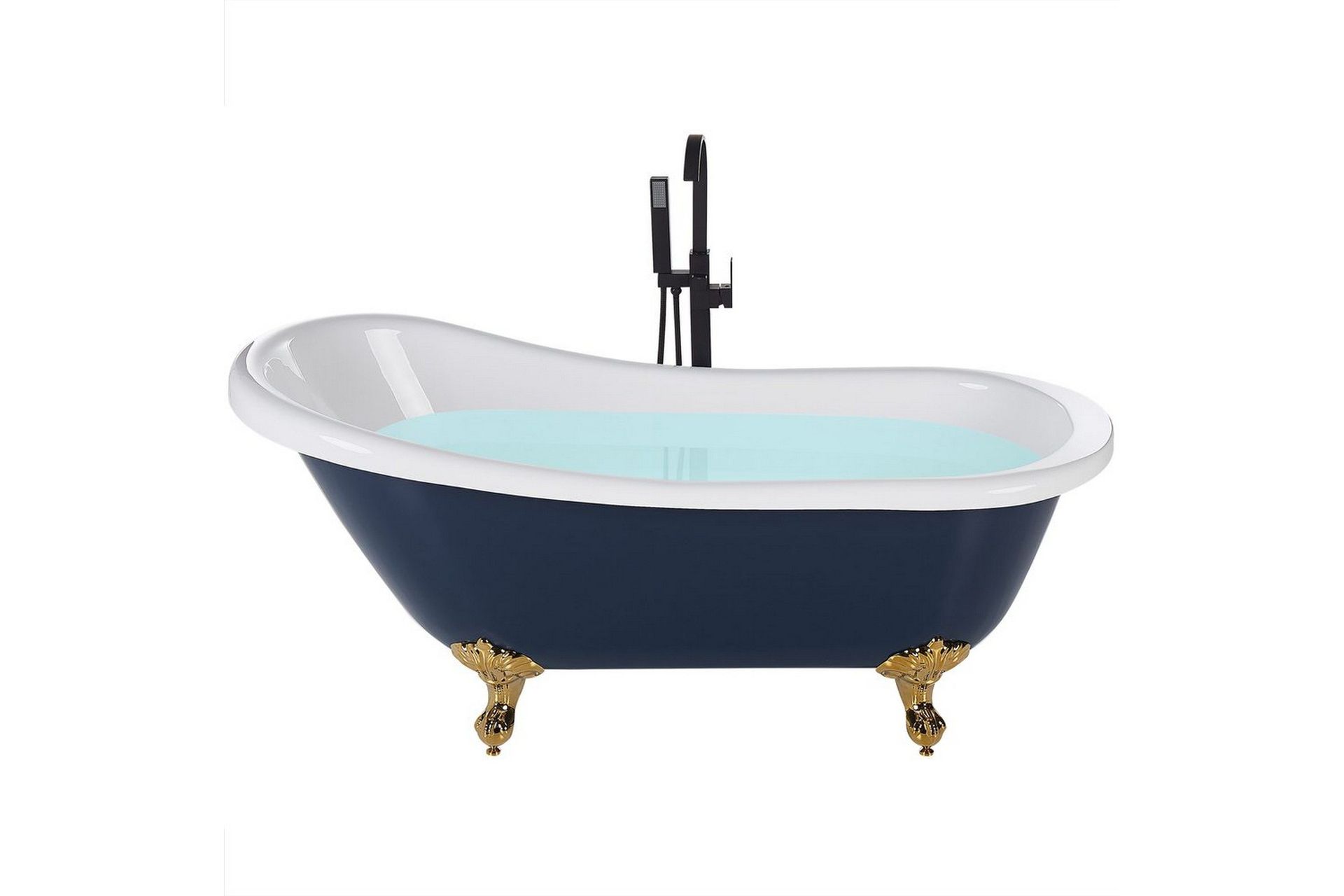Badkar Beliani Cayman Blå/vit/guld, 76x170x76 cm blue\|\|White\|\|GOLD -