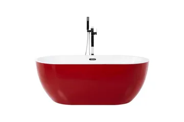 Badkar Beliani Nevis Röd/vit/silver, 78x170x59 cm Red||White||Silver - Hus & oppussing - Kjøkken & bad - Baderom - Badekar
