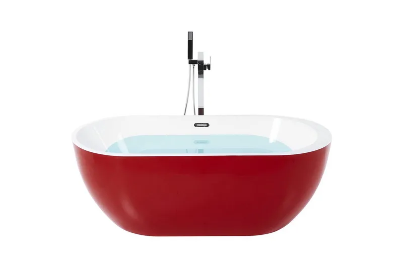 Badkar Beliani Nevis Röd/vit/silver, 78x170x59 cm Red||White||Silver